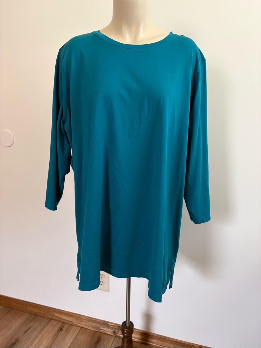 Lands' End Teal Women’s 3/4 Sleeve Cotton Supima Tunic Top Size 2X
